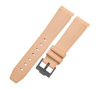 ROUREOX 20Mm Correa De Repuesto Silicona Suave, Hebilla Clásica Banda De Reloj Colores para Omega x Swatch MoonSwatch Collection-Marrón Claro Negro 20MM