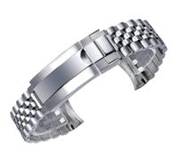 ROUREOX 20MM Hombres 904L Acero Inoxidable Correa de Reloj, Sólido Curvo Extremo Metal, Reemplazo Banda para Rolex Sub/GMT/Sky/Datejust-Plata 20MM