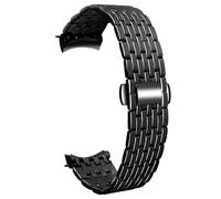 ROUREOX 20MM Hombres Metallica Correa Reemplazo, Acero Inoxidable Banda, Extremo Curvo para FIYTA Photographer Series DGA23001/DGA23007-Negro 20MM