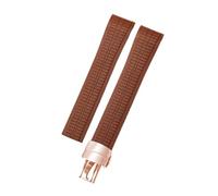 ROUREOX 21mm Banda Liberación Rápida Goma Silicona Hombre Correa Duradera Cómoda Impermeable para Patek Philippe Aquanaut 5164/5167-Marrón Claro + Oro Rosa 21MM