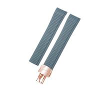 ROUREOX 21mm Banda Liberación Rápida Goma Silicona Hombre Correa Duradera Cómoda Impermeable para Patek Philippe Aquanaut 5164/5167-Gris + Oro Rosado 21MM