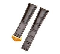 ROUREOX 22mm Correa De Cuero Reloj Auténtica Hecha A Mano Cierro Mariposa Ajustable Suave Correa De Cuero Reloj De Reparación para Tag HEUER paraMULA 1-Negro + Oro