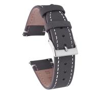 ROUREOX 22mm Correa De Cuero Reloj Auténtica Suave Repuesto Cierro Metálico Ajustable Correa De Cuero Reloj-Gris Claro + Blanco