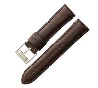 ROUREOX 22mm Correas Reloj Cuero Auténtico Cierre Metal Liberación Rápida Pulseras Reloj Repuesto para Fossil FS5061 FS5237 ME3052 3054-Marrón Oscuro + Plata