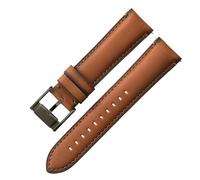 ROUREOX 22mm Correas Reloj Cuero Auténtico Cierre Metal Liberación Rápida Pulseras Reloj Repuesto para Fossil FS5061 FS5237 ME3052 3054-Marrón Claro + Negro + Negro