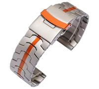 ROUREOX 22MM Hombres Metal Correa Reemplazo, Pulsera Acero Inoxidable, Extremo Recto para Casio Edifice EFR-303/EFV-540/EFS-S510-Titanio + Naranja 22MM