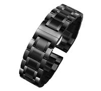 ROUREOX 22MM Metálica Correa, Extremo Recto, 316L Acero Inoxidable Banda Reemplazo para Emporio Armani AR60024/AR60025/AR60028/AR11238/AR11239-Negro A 22MM