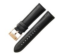 ROUREOX 24mm Correas Reloj Cuero Auténtico Cierre Metal Liberación Rápida Pulseras Reloj Repuesto para Fossil FS5061 FS5237 ME3052 3054-Negro + Oro Rosa