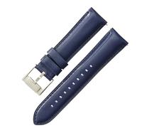 ROUREOX 24mm Correas Reloj Cuero Auténtico Cierre Metal Liberación Rápida Pulseras Reloj Repuesto para Fossil FS5061 FS5237 ME3052 3054-Azul Claro + Plata