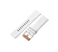 ROUREOX 24mm Correas Reloj Cuero Repuesto Cierre Acero Inoxidable Pulseras Reloj Cuero Vaca para Diesel DZ4323 7312 7314 1657 4318-Blanco + Oro Rosa