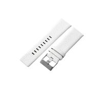 ROUREOX 24mm Correas Reloj Cuero Repuesto Cierre Acero Inoxidable Pulseras Reloj Cuero Vaca para Diesel DZ4323 7312 7314 1657 4318-Blanco + Plata