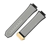 ROUREOX 26x17mm Banda Repuesto Suave Multicolor Impermeable Correa Liberación Rápida Goma Silicona para Hublot Big Bang/Classic Fusion-Gris + Oro 17 * 26MM