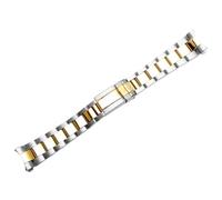 ROUREOX 3 Perlas Banda Reloj Acero Inoxidable, Extremo Curvo Pulsera Reemplazo Metal Sólido para Rolex Daytona-Plata Oro 17MM