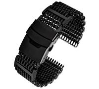 ROUREOX 316L Acero Inoxidable Banda de Reloj, Metal Pulsera Ajustable, Reemplazo Accesorio-Negro 24MM para CoolShark