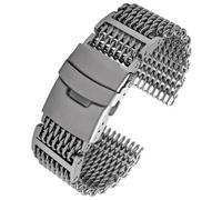 ROUREOX 316L Acero Inoxidable Banda de Reloj, Metal Pulsera Ajustable, Reemplazo Accesorio-Plata 20MM para CoolShark