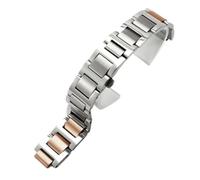 ROUREOX 316L Acero Inoxidable Correa Reloj, Extremos Convexos, Metal Sólido Pulsera Reloj Reemplazo para Ballon Bleu de Cartier-Silber Rose Gold 14x22MM