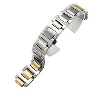 ROUREOX 316L Acero Inoxidable Correa Reloj, Extremos Convexos, Metal Sólido Pulsera Reloj Reemplazo para Ballon Bleu de Cartier-Silber Gold 14x22MM