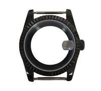 ROUREOX 36mm 39mm Caja Reloj PVD Negro Bisel Estriado Cristal Zafiro Lupa Fecha Movimiento NH35 NH36 para Rolex Datejust-B2 39MM