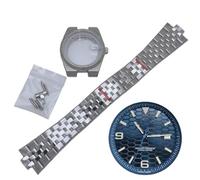 ROUREOX 39.5mm Kit Caja Reloj Esfera Agujas Acero INOX Cristal Zafiro Brazalete Integrado Movimiento NH35 Set DIY para Rolex Datejust/Royal Oak/Tissot PRX-14 39.5MM