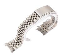 ROUREOX 5 Perlas Curvo Extremo 316L Acero Inoxidable Correa de Reloj, Hombres y Mujeres Cadena de Reloj Reemplazo para Rolex Datejust-Plata 13MM