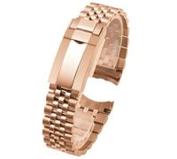 ROUREOX 5 Perlas Todo Acero Correa de Reloj, Hombres Acero Inoxidable Pulsera, Metal Reemplazo Accesorios para Rolex Datejust/GMT/Sub-Oro Rosa 20MM