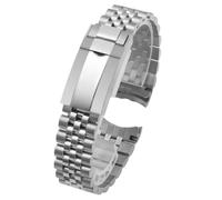 ROUREOX 5 Perlas Todo Acero Correa de Reloj, Hombres Acero Inoxidable Pulsera, Metal Reemplazo Accesorios para Rolex Datejust/GMT/Sub-Plata 20MM