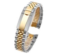 ROUREOX 5 Perlas Todo Acero Correa de Reloj, Hombres Acero Inoxidable Pulsera, Metal Reemplazo Accesorios para Rolex Datejust/GMT/Sub-Plata Oro 20MM