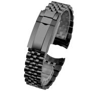 ROUREOX 5 Perlas Todo Acero Correa de Reloj, Hombres Acero Inoxidable Pulsera, Metal Reemplazo Accesorios para Rolex Datejust/GMT/Sub-Negro 20MM