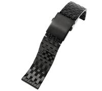 ROUREOX 7 Perlas 316L Acero Inoxidable Banda de Reloj, Extremo Recto Metal Hebilla de Mariposa, Pulsera para Diesel DZ7395/4323/7416/7413-Negro 24MM
