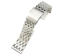 ROUREOX 7 Perlas 316L Acero Inoxidable Banda de Reloj, Extremo Recto Metal Hebilla de Mariposa, Pulsera para Diesel DZ7395/4323/7416/7413-Plata 22MM
