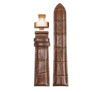 ROUREOX Ajustable Pulsera Reloj Cuero Auténtico Broche Plegable Pulsera Reloj Cuero Suave Accesorios para TISSOT 1853 Le Locle Stylis-T T410 Carson T410-Marrón + Oro Rosa 19mm