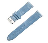 ROUREOX Banda de Reloj Ante Liberación Rápida Correa de Cuero Genuino Alta Resistencia Hebilla Pulida 20mm-Azul Claro