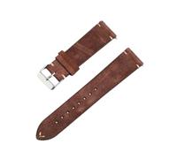 ROUREOX Banda de Reloj Ante Liberación Rápida Correa de Cuero Genuino Alta Resistencia Hebilla Pulida 20mm-Marrón