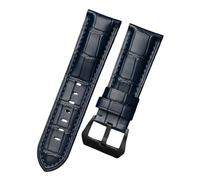 ROUREOX Banda de Reloj Cuero Genuino Crazy Horse Retro y Robusto 24mm, Correa de Reemplazo para Panerai Radiomir & Luminor Series-Azul A+Azul+Negro 24mm