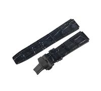 ROUREOX Banda de Reloj de Cuero 23mm Grano de Caimán Correa de Repuesto con Cierre de Mariposa Desplegable para FIYTA Interstellar Series-Marrón + Negro