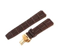 ROUREOX Banda de Reloj de Cuero 23mm Grano de Caimán Correa de Repuesto con Cierre de Mariposa Desplegable para FIYTA Interstellar Series-Negro + Oro