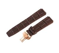 ROUREOX Banda de Reloj de Cuero 23mm Grano de Caimán Correa de Repuesto con Cierre de Mariposa Desplegable para FIYTA Interstellar Series-Negro + Oro Rosa