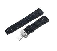 ROUREOX Banda de Reloj de Cuero 23mm Grano de Caimán Correa de Repuesto con Cierre de Mariposa Desplegable para FIYTA Interstellar Series-Marrón + Plata