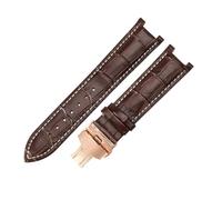 ROUREOX Banda de Repuesto Reloj Cuero Diseño Cocodrilo Cierre Plegable Acero Inoxidable Correa Reloj Vestir Clásica 22x13mm para Gucci G-Timeless YA1332-Marrón + Blanco + Oro Rosa
