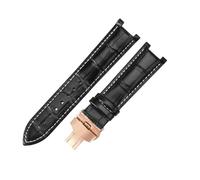 ROUREOX Banda de Repuesto Reloj Cuero Diseño Cocodrilo Cierre Plegable Acero Inoxidable Correa Reloj Vestir Clásica 22x13mm para Gucci G-Timeless YA1332-Negro + Blanco + Oro Rosa