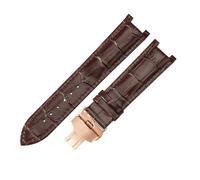 ROUREOX Banda de Repuesto Reloj Cuero Diseño Cocodrilo Cierre Plegable Acero Inoxidable Correa Reloj Vestir Clásica 22x13mm para Gucci G-Timeless YA1332-Marrón + Oro Rosa