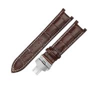 ROUREOX Banda de Repuesto Reloj Cuero Diseño Cocodrilo Cierre Plegable Acero Inoxidable Correa Reloj Vestir Clásica 22x13mm para Gucci G-Timeless YA1332-Marrón + Blanco + Plata
