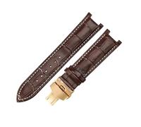ROUREOX Banda de Repuesto Reloj Cuero Diseño Cocodrilo Cierre Plegable Acero Inoxidable Correa Reloj Vestir Clásica 22x13mm para Gucci G-Timeless YA1332-Marrón + Blanco + Oro