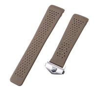 ROUREOX Banda Reemplazo Silicona Flexible Antisudor, Impermeable, Cierre Rápido para T-AG Heuer Aquaracer/Grand Carrera-Hebilla marrón + plata 22mm