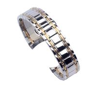 ROUREOX Brazalete Acero Inoxidable Extremo Curvo, 22mm Cierre Mariposa Banda Metal, Correa Maciza para Citizen-Plata + Oro