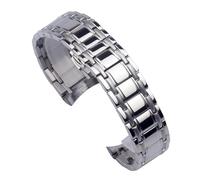 ROUREOX Brazalete Acero Inoxidable Extremo Curvo, 22mm Cierre Mariposa Banda Metal, Correa Maciza para Citizen-Plateado