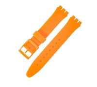 ROUREOX Brazalete Silicona Correa Caucho Suave Pulsera Recambio Deportivo Hebilla Plástico Colores Resistente para Swatch-Naranja 19mm