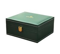 ROUREOX Caja Clásica Piel Verde - Estuche Premium Ecológico a Prueba de Polvo para Reloj de Pulsera para Rolex Sky-Dweller