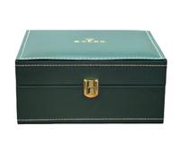 ROUREOX Caja Clásica Piel Verde - Estuche Premium Ecológico a Prueba de Polvo para Reloj de Pulsera para Rolex Submariner