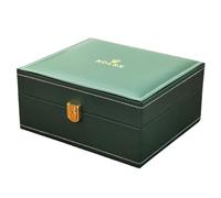 ROUREOX Caja con Cojines de PU - Almacenamiento de Relojes Madera Maciza con Almohadillas Protectoras, Estuche Elegante para Rolex Air-King